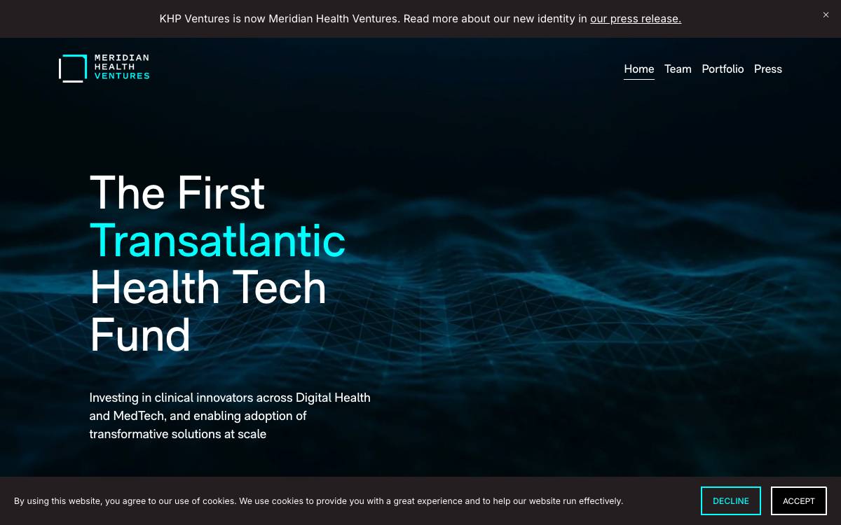 Meridian Health Ventures website preview