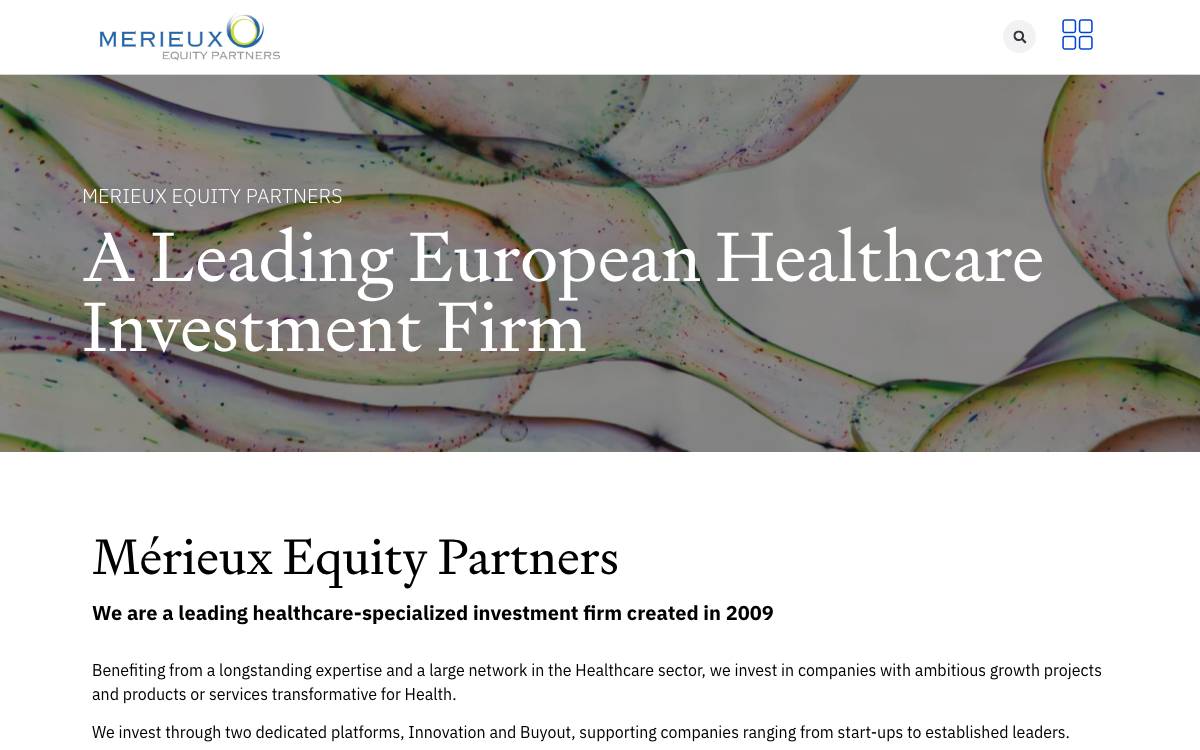 Mérieux Equity Partners website preview