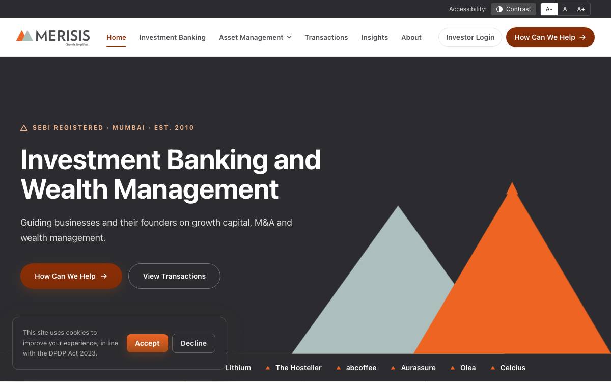 Merisis Advisors website preview
