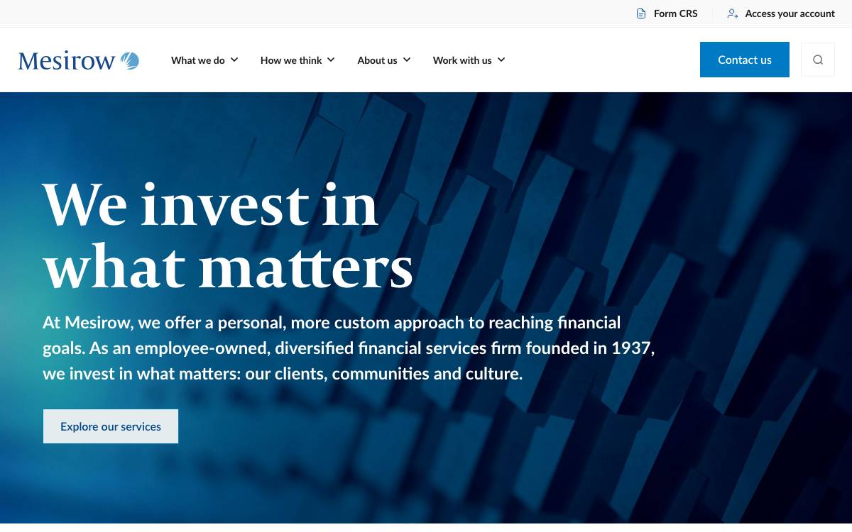 Mesirow website preview