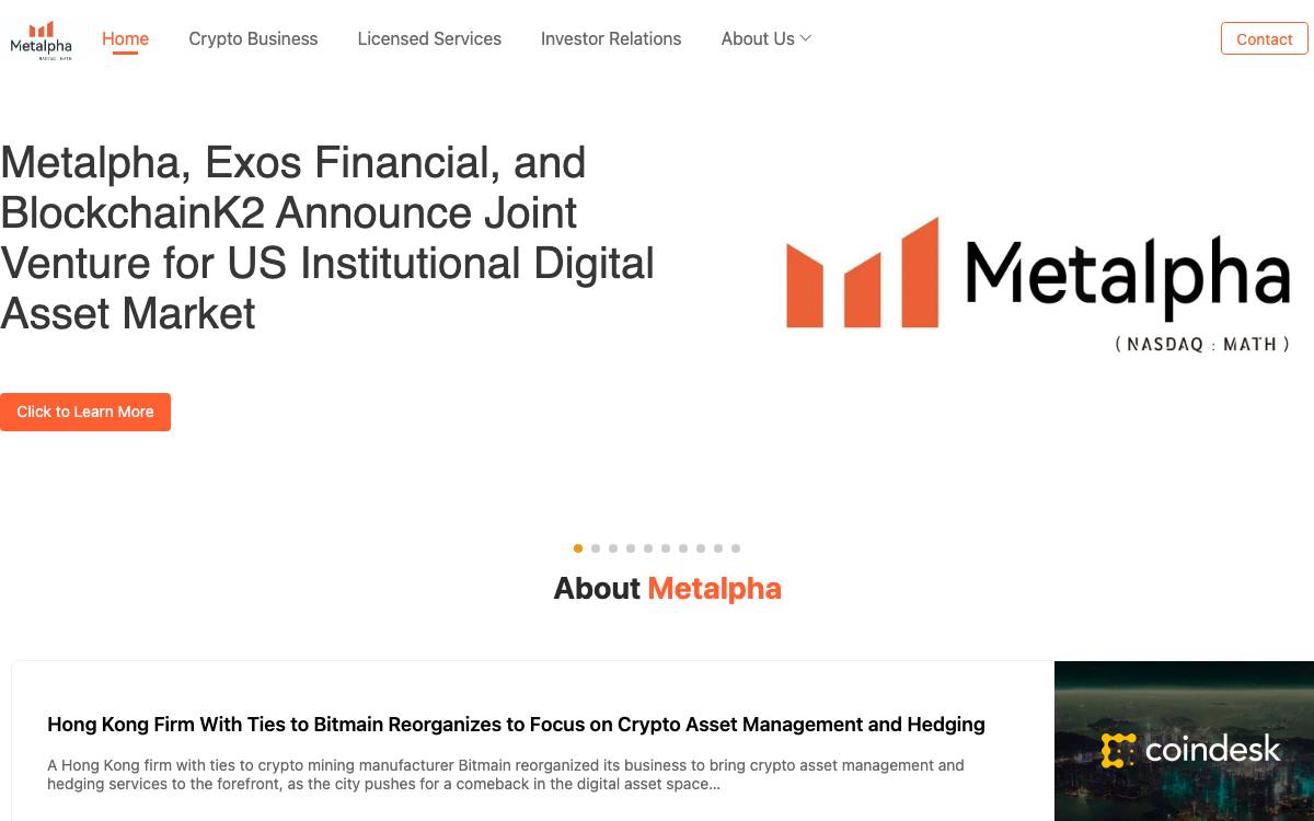 Metalpha website preview