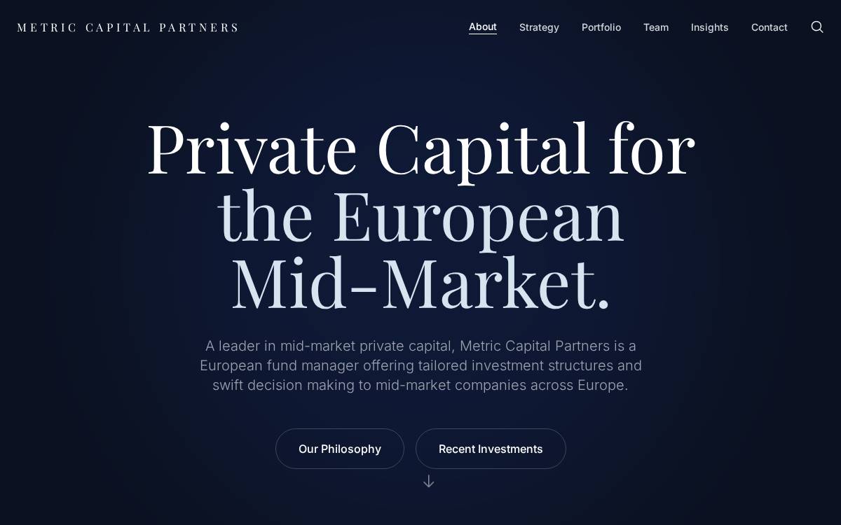 Metric Capital Partners website preview