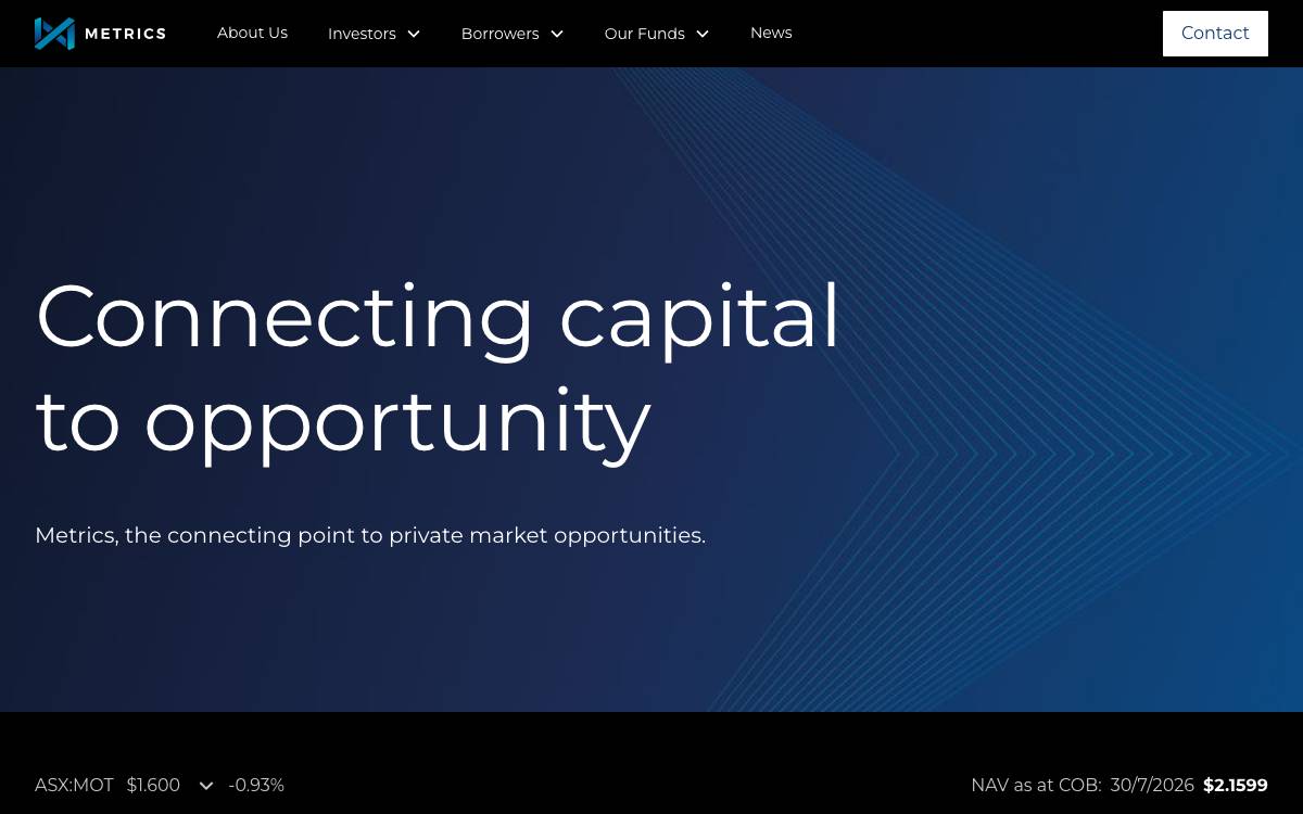 Metrics Credit Partners website preview