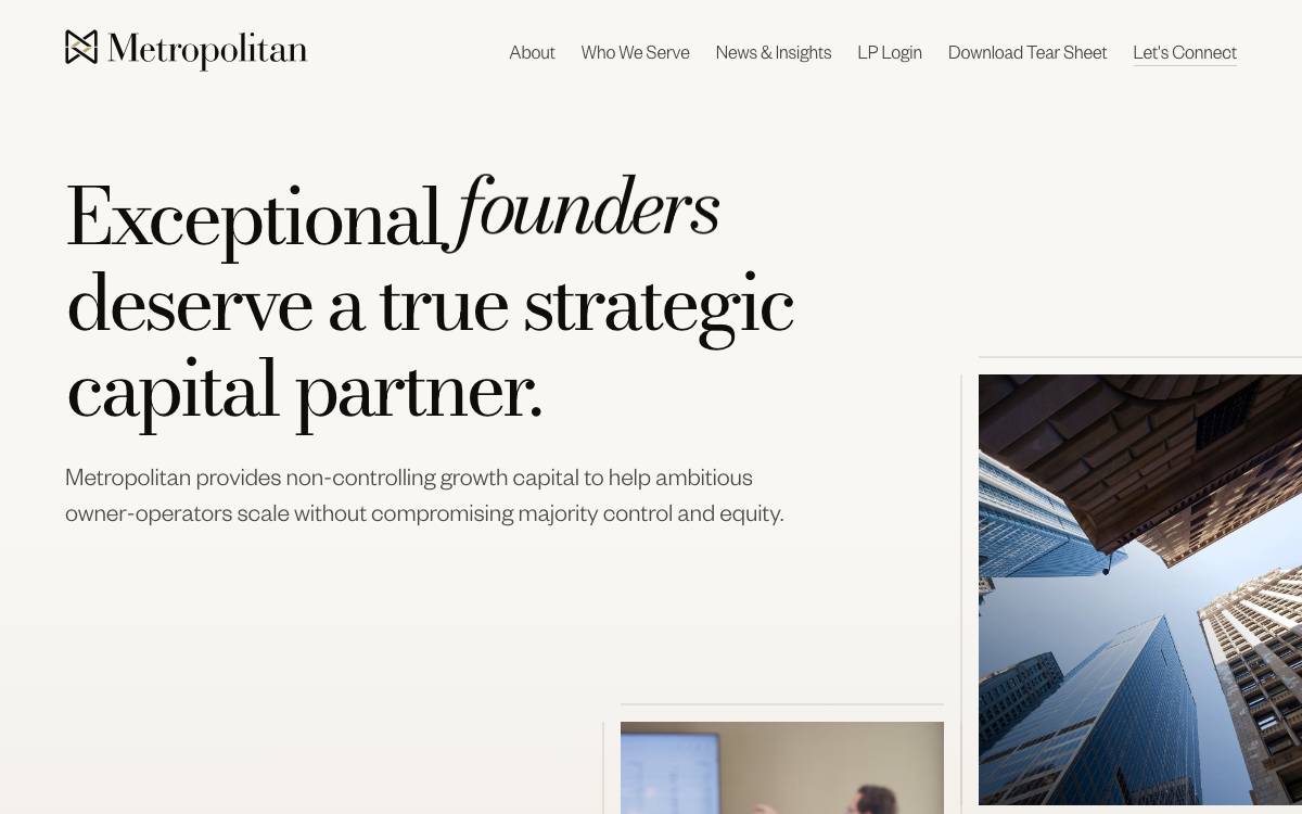 Metropolitan Partners website preview