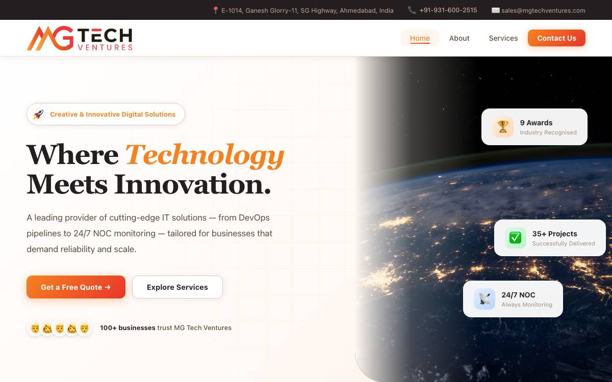 MG Tech website preview