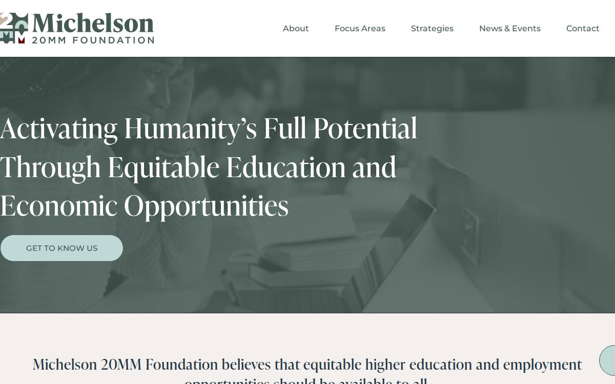Michelson 20MM Foundation website preview