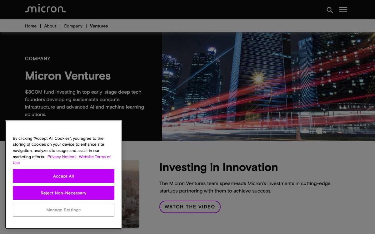 Micron Ventures website preview