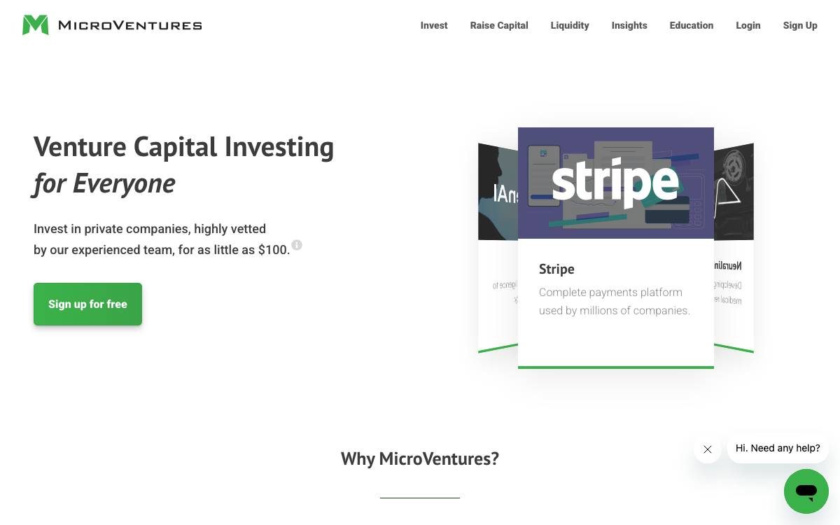 MicroVentures website preview