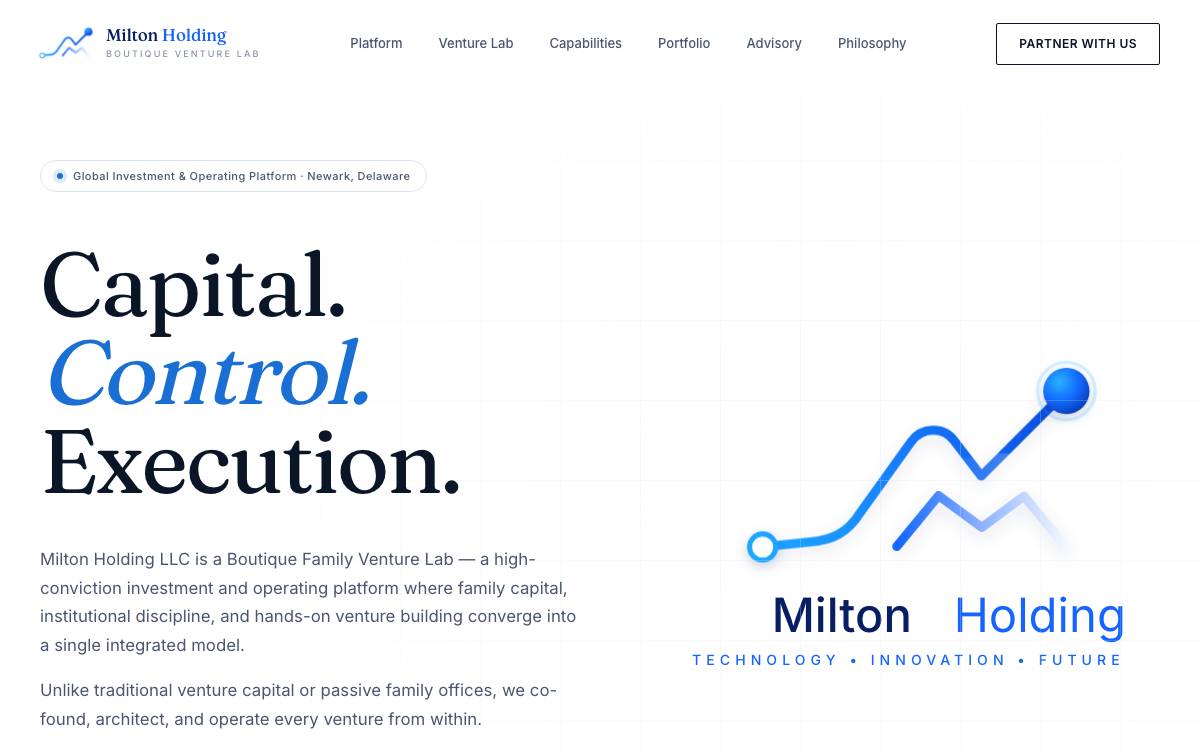 Milton Holding / Milton's Venture website preview
