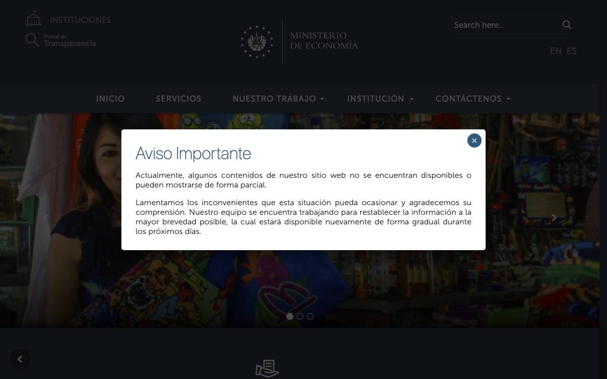 Ministerio de Economía website preview