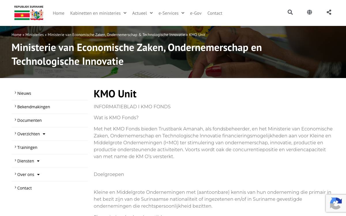 Ministry of Economic Affairs – KMO Fund website preview
