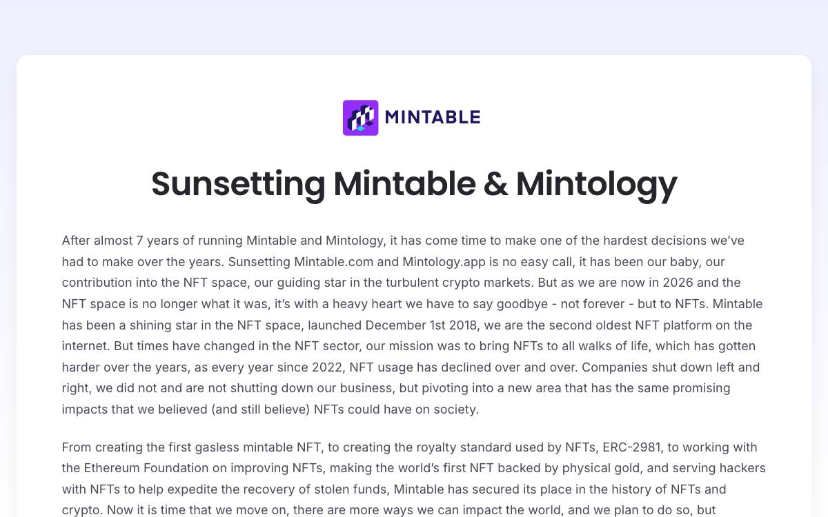 Mintable website preview