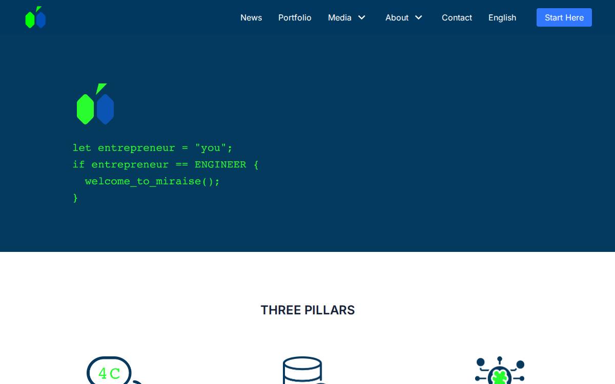 MIRAISE website preview