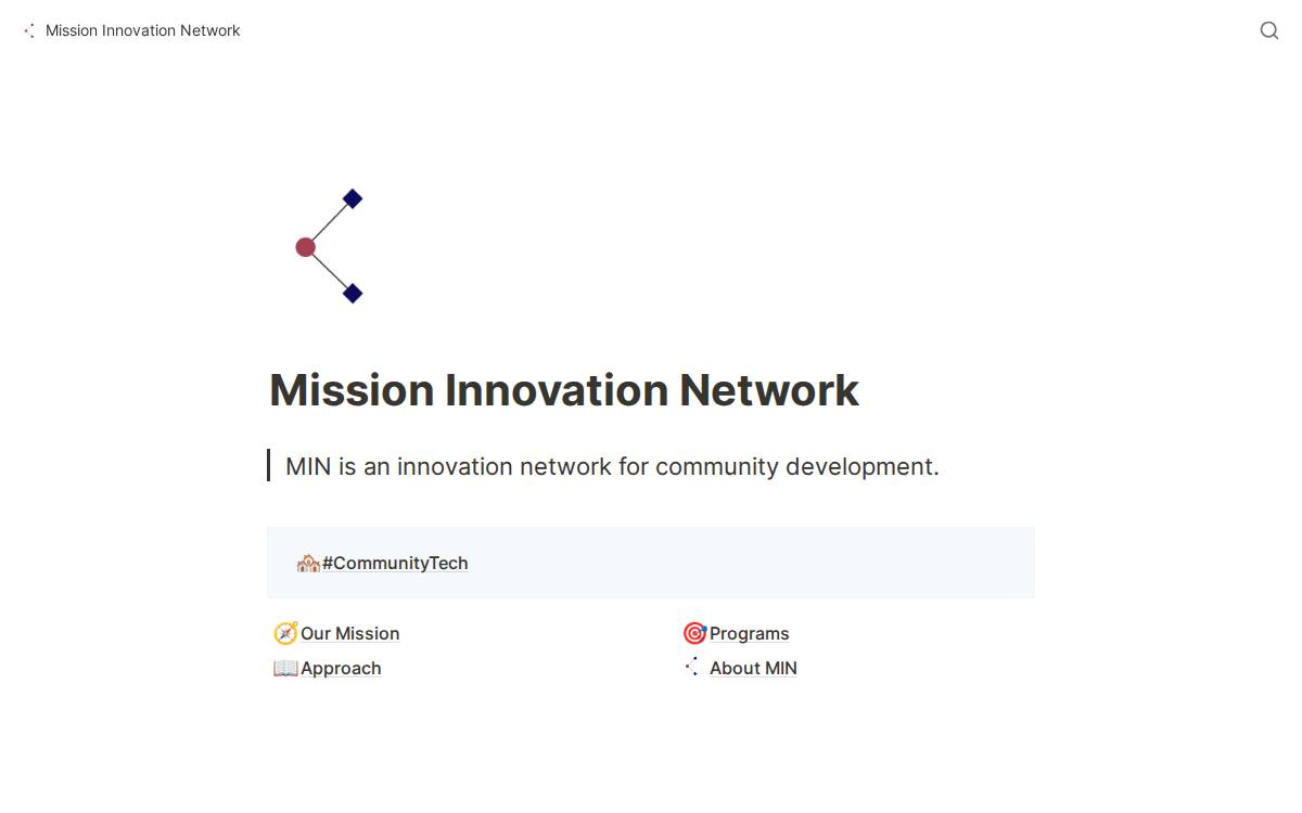Mission Innovation Network website preview