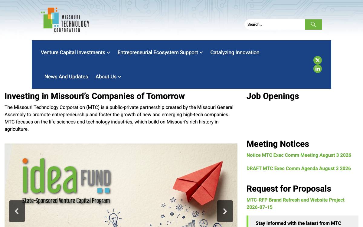 Missouri Technology Corporation website preview