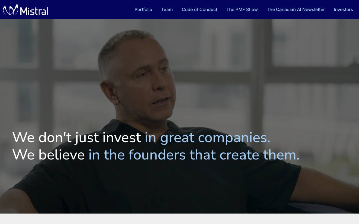 Mistral Venture Partners website preview