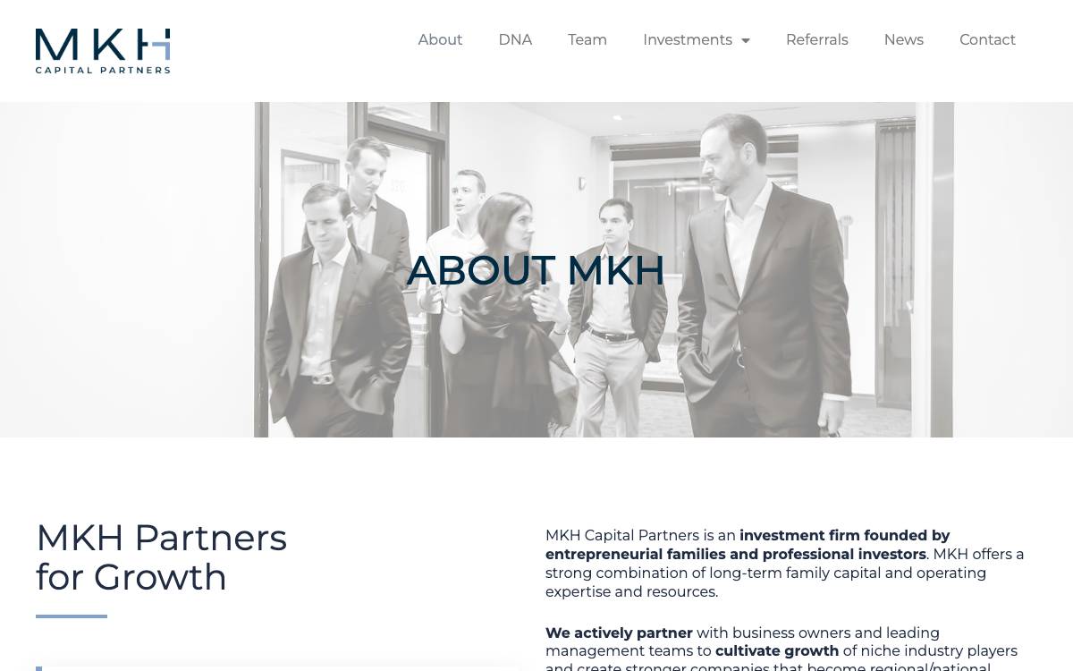 MKH Capital Partners website preview