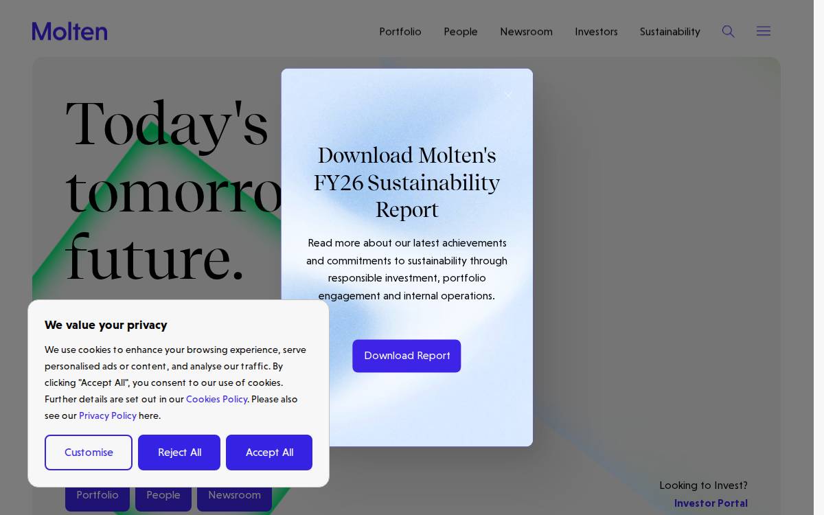 Molten Ventures website preview