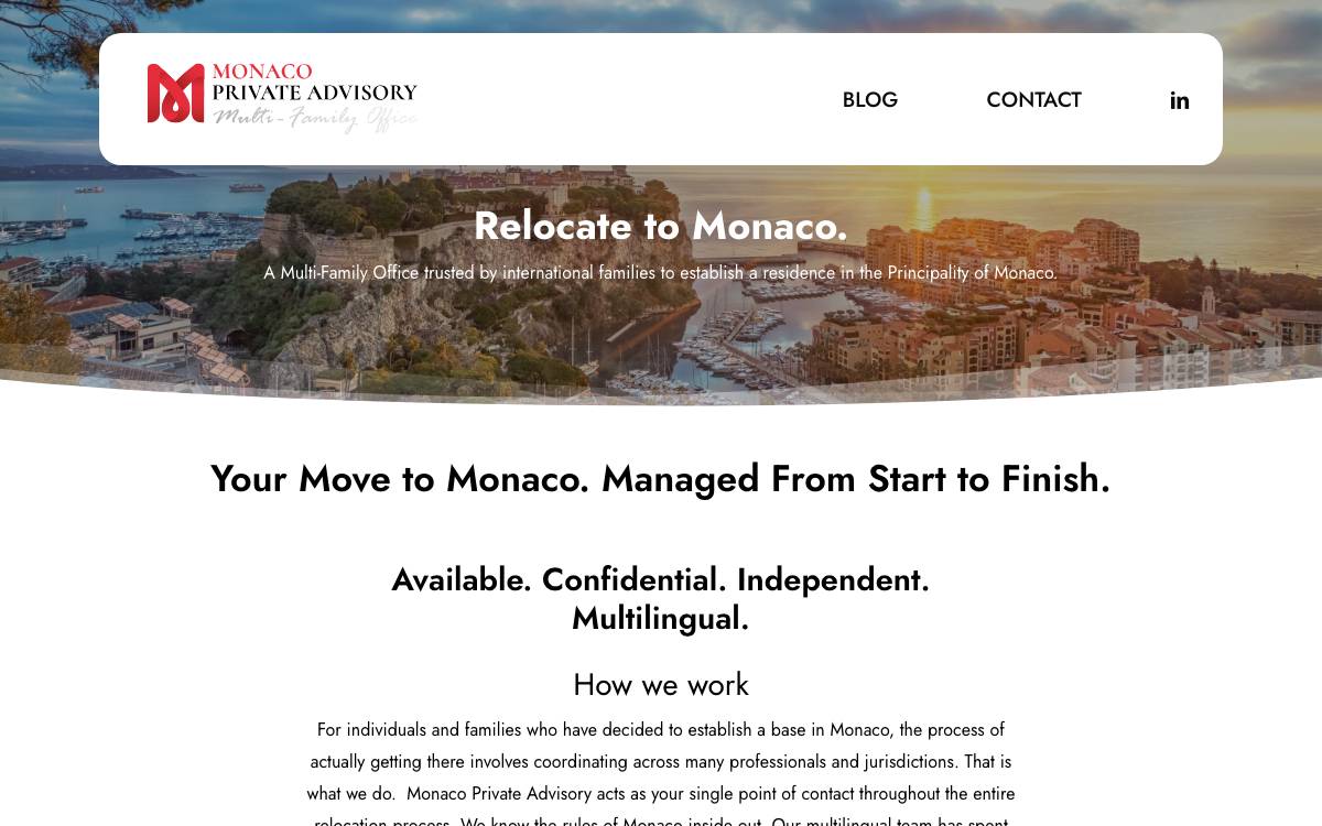 Monaco Private Advisory MFO website preview