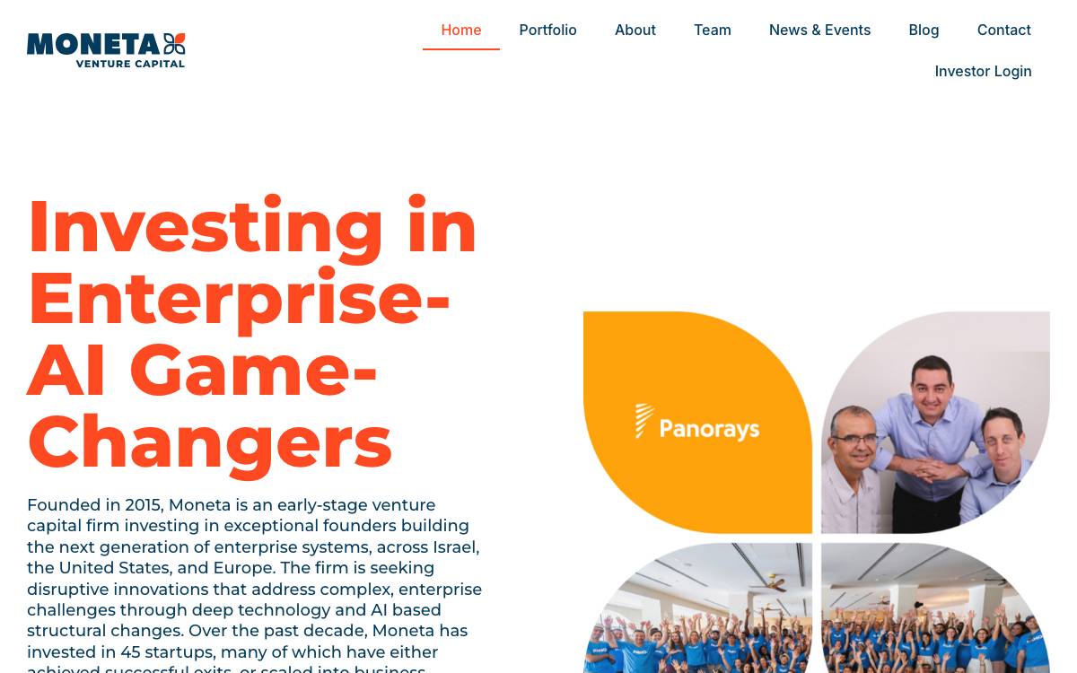 Moneta VC website preview