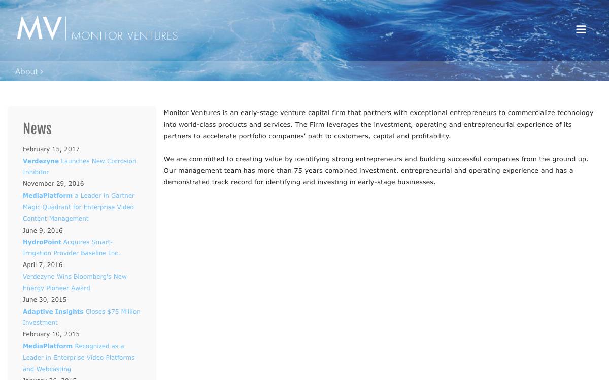 Monitor Ventures website preview