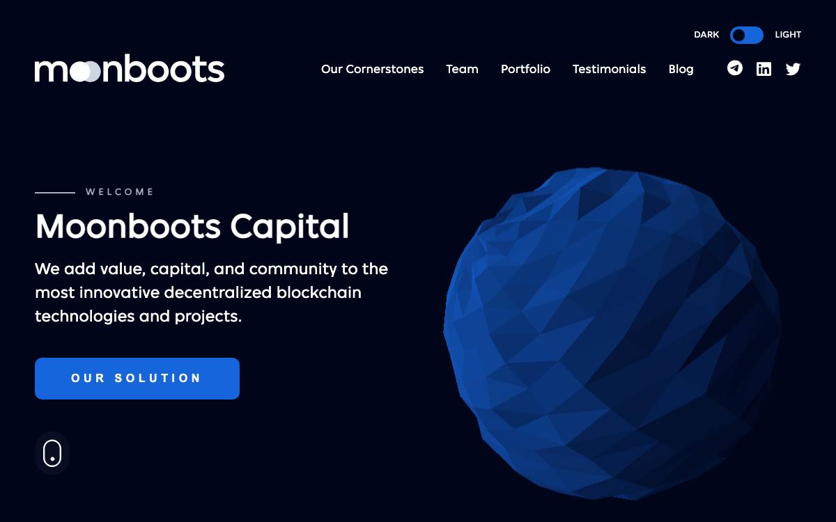 Moonboots Capital website preview