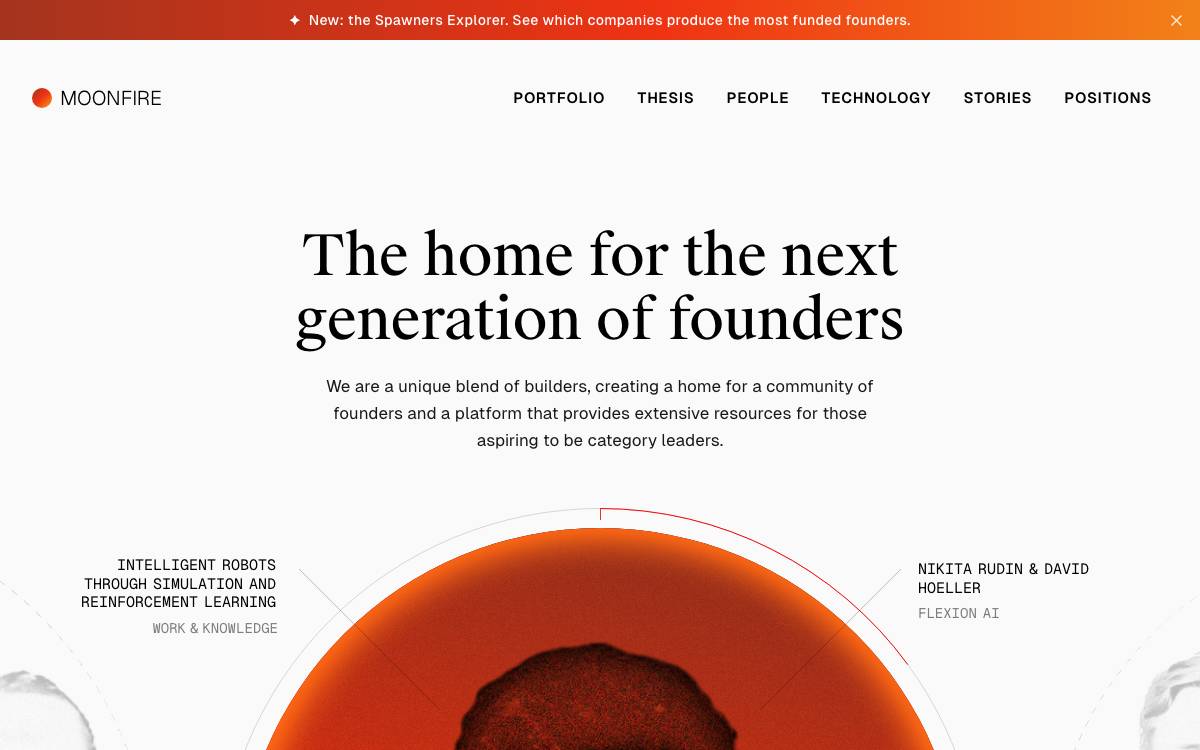 Moonfire Ventures website preview