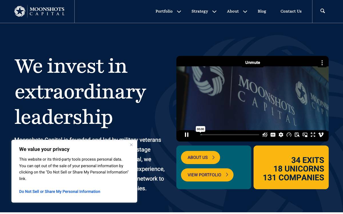 Moonshots Capital website preview
