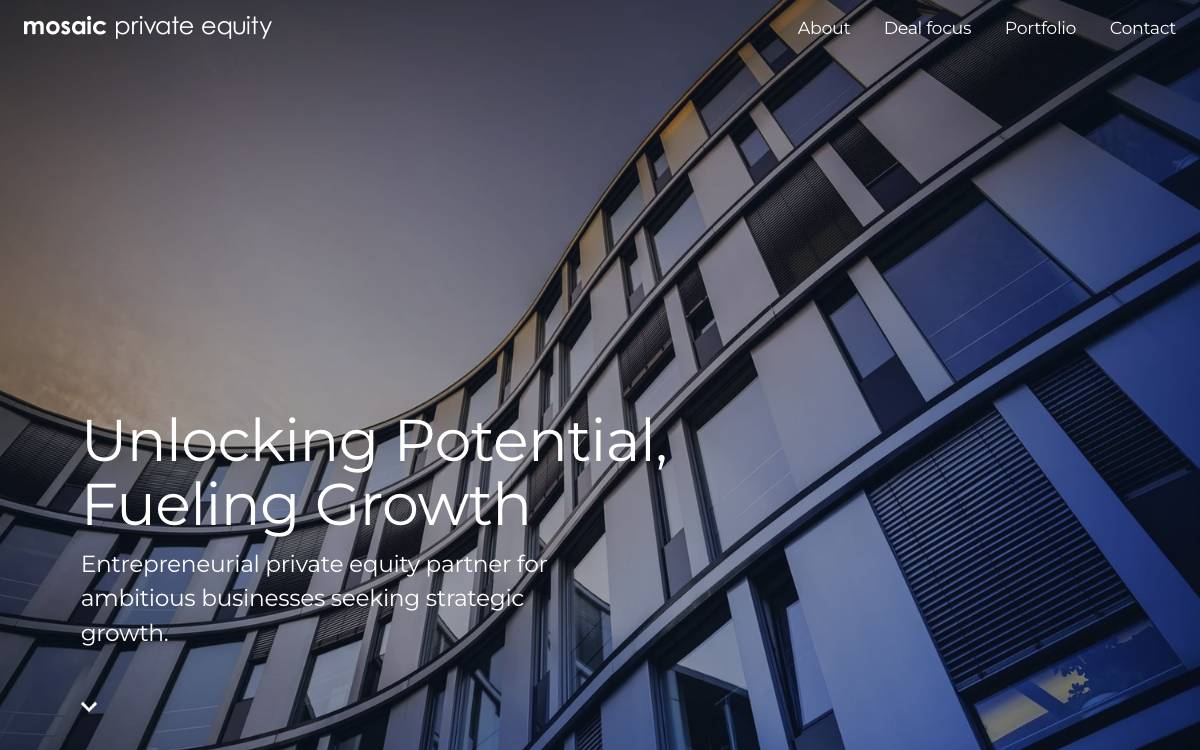 Mosaic Private Equity website preview