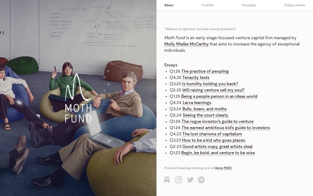 Moth Fund website preview
