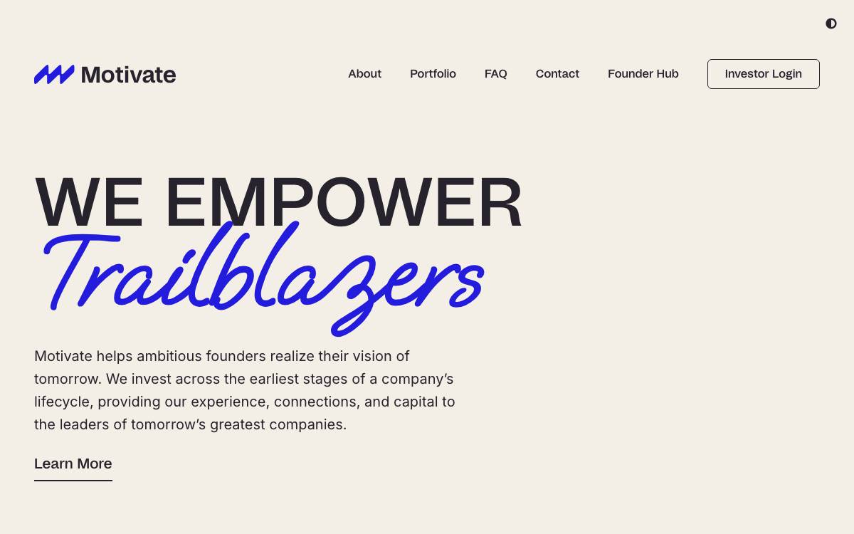 Motivate Venture Capital website preview