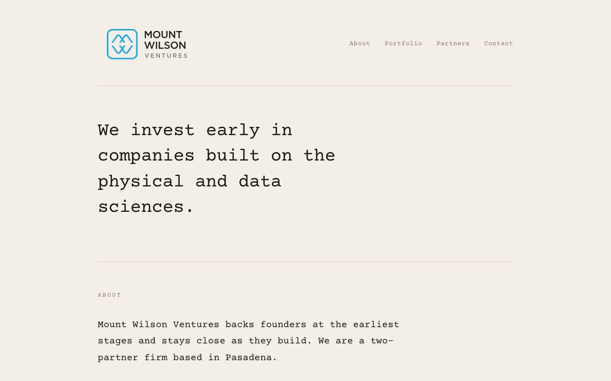 Mount Wilson Ventures website preview