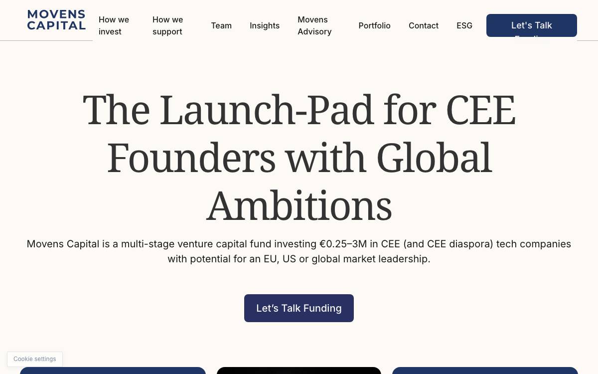 Movens Capital website preview