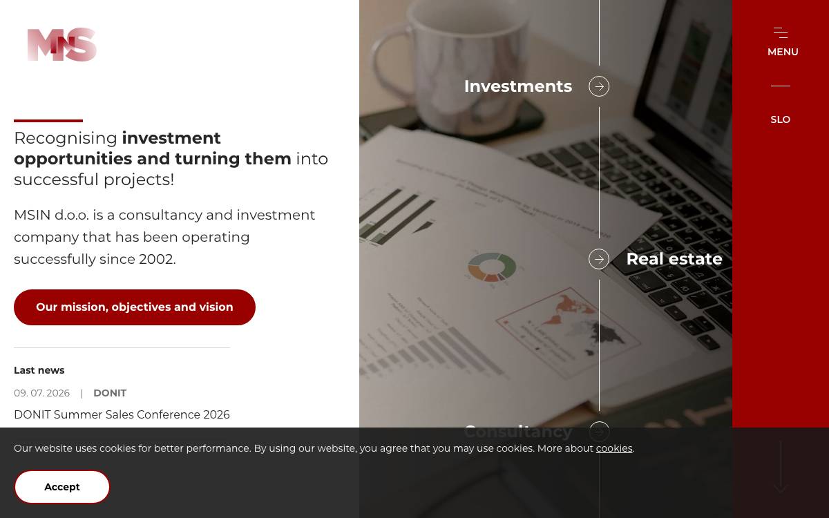 MS PE upravljanje nalozb website preview