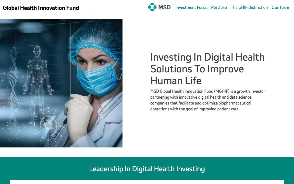 MSD Global Health Innovation Fund website preview
