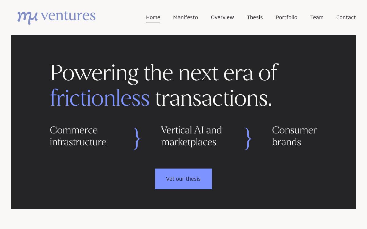 Mu Ventures website preview