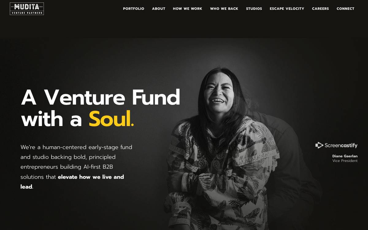 Mudita Venture website preview
