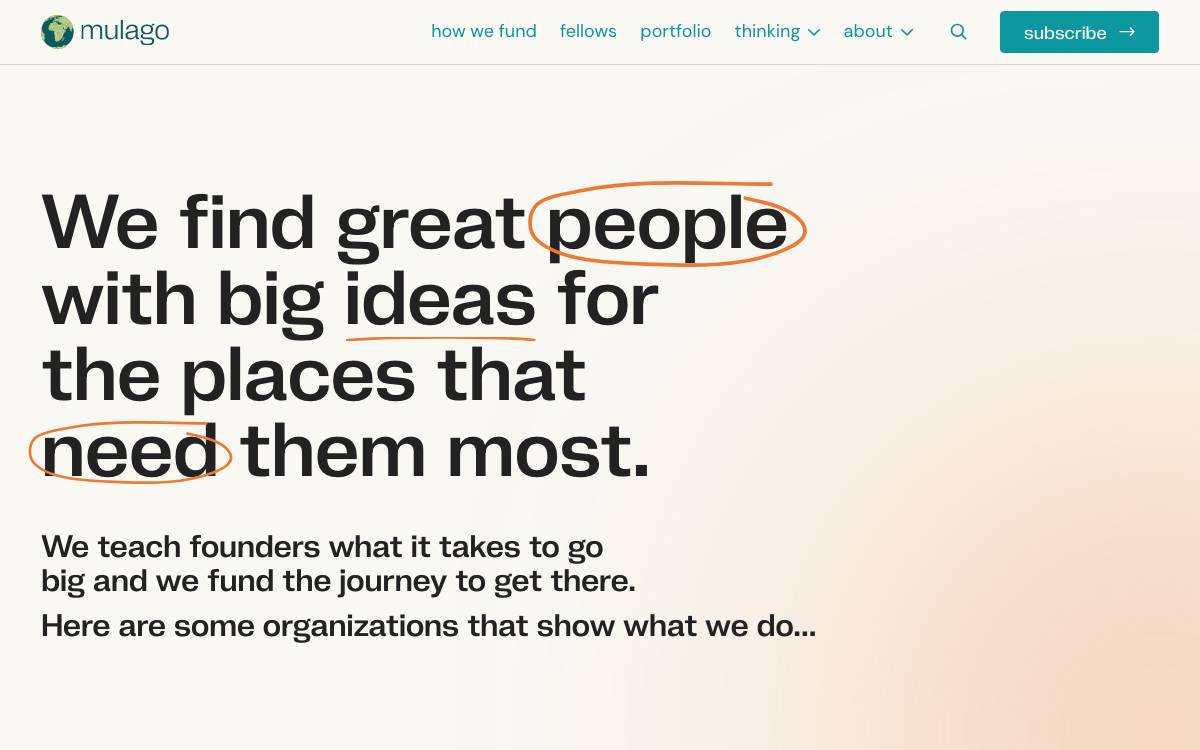 Mulago Foundation website preview