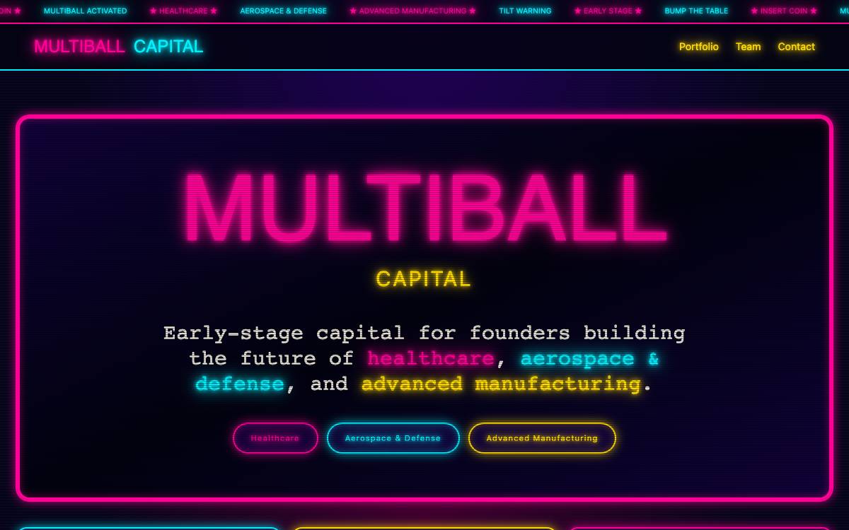 Multiball Capital website preview
