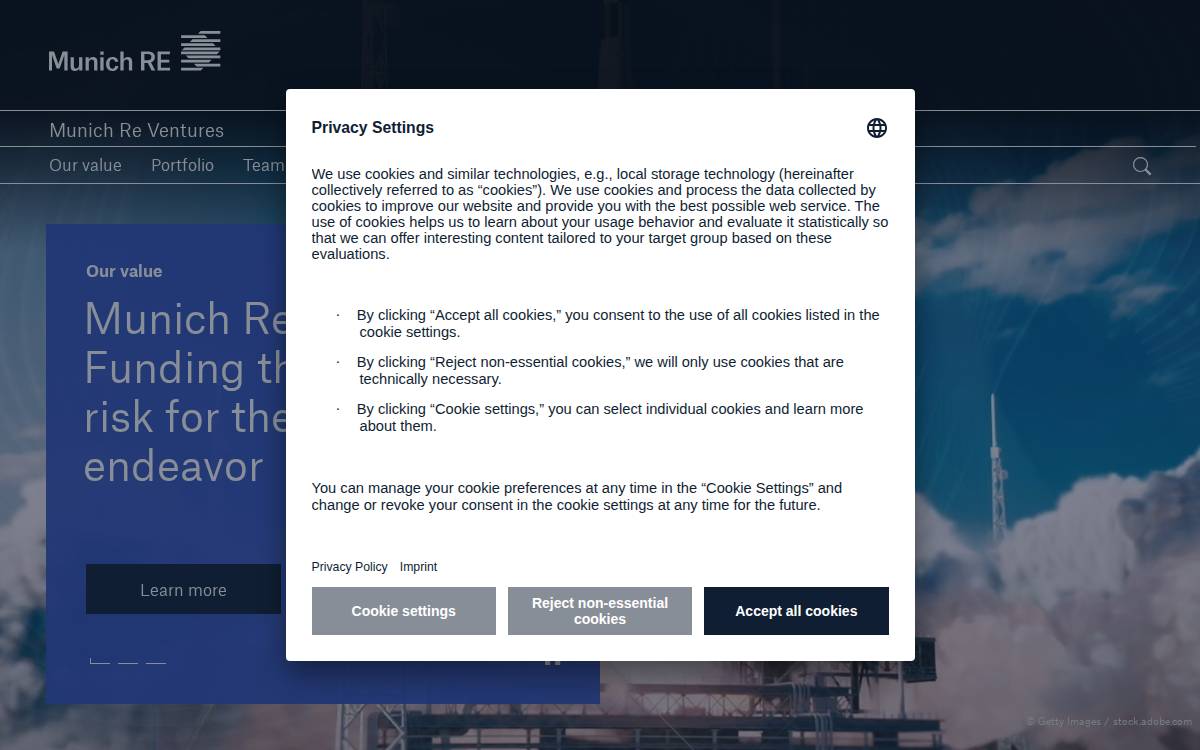 Munich Re Ventures website preview