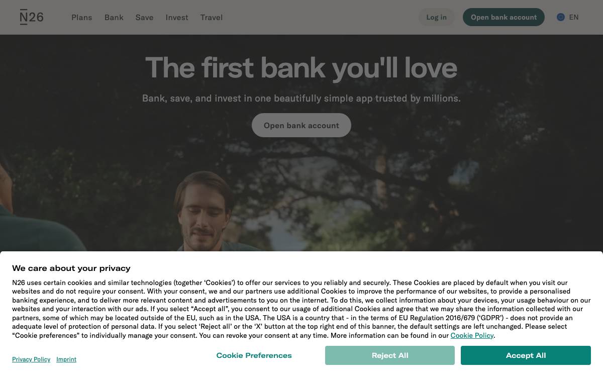 N26 website preview