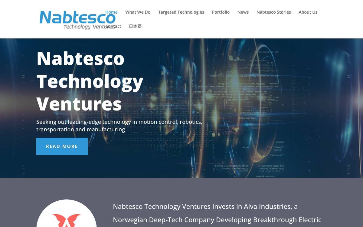 Nabtesco Technology Ventures website preview