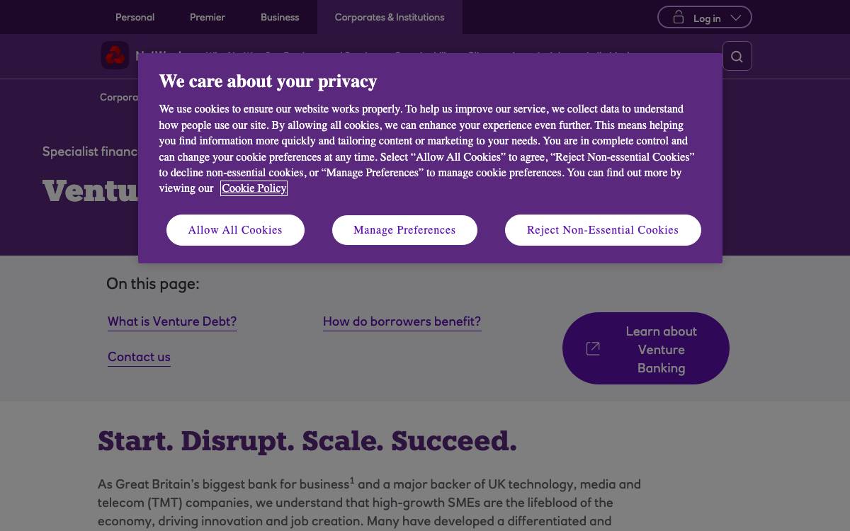 NatWest Venture & Growth Finance website preview