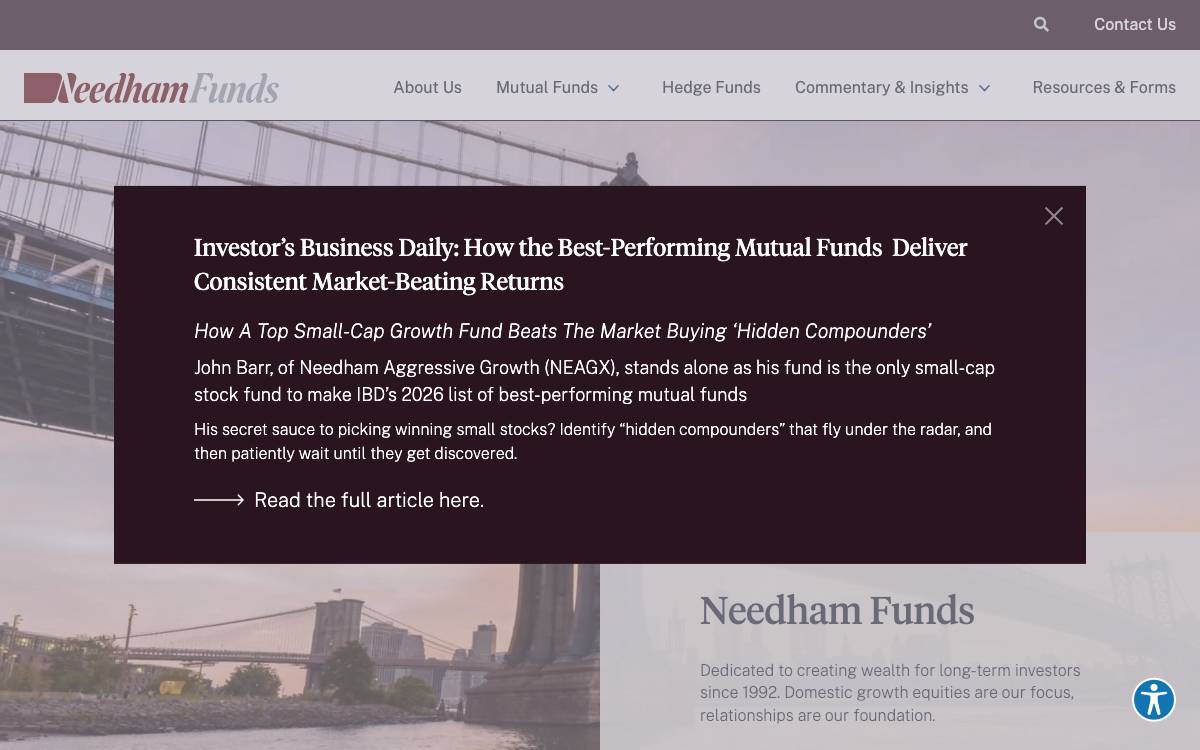 Needham Funds website preview