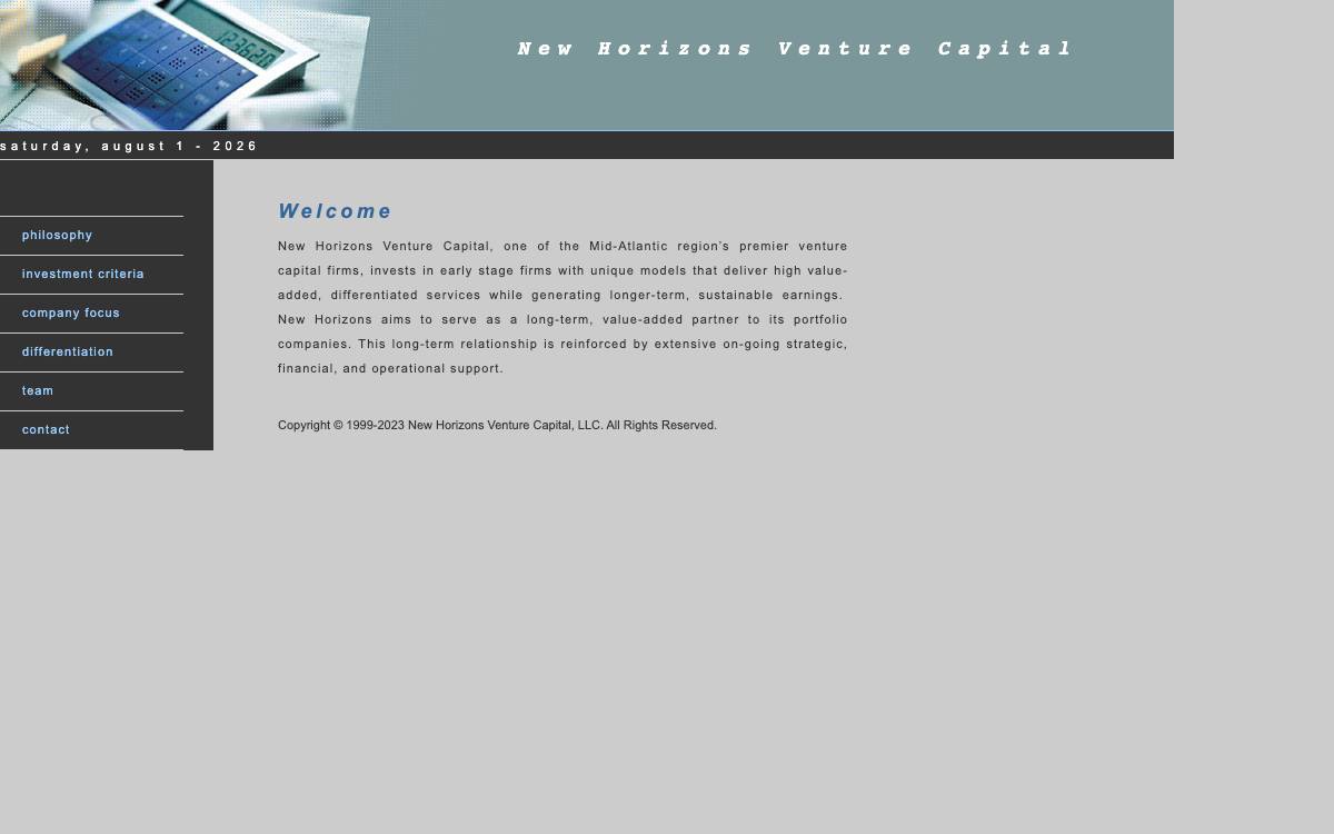 New Horizons Venture Capital website preview