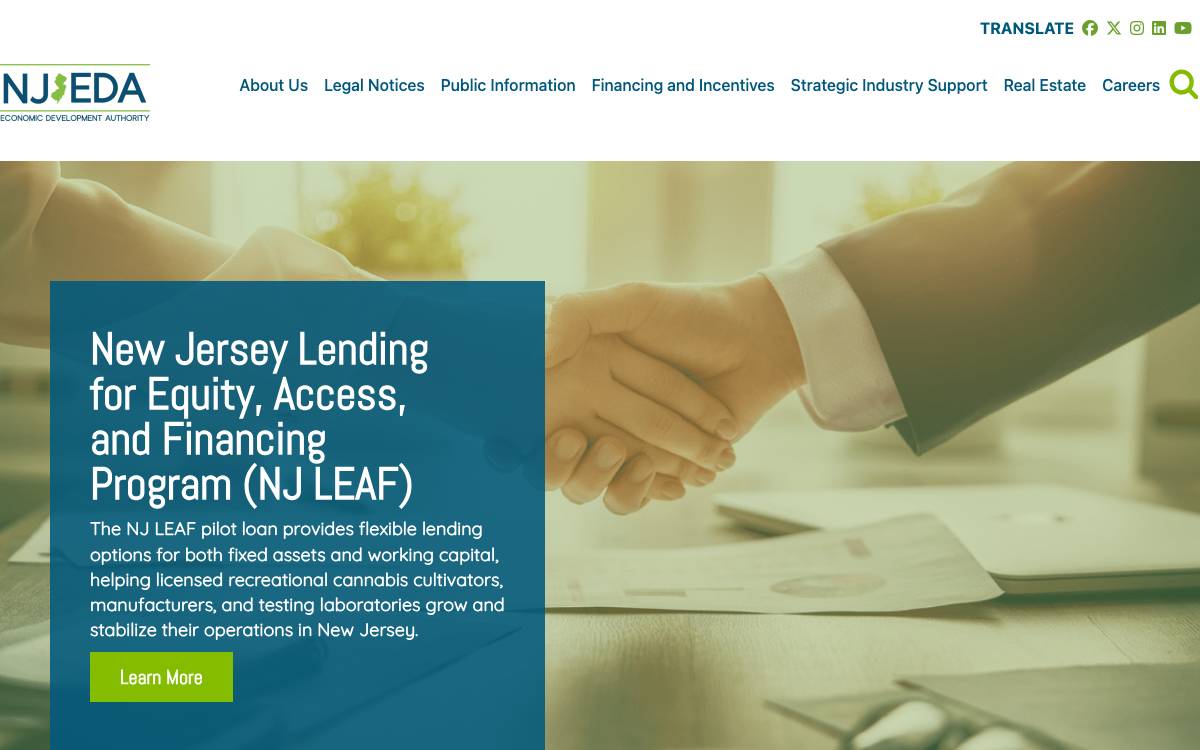 New Jersey Economic Development Authority website preview