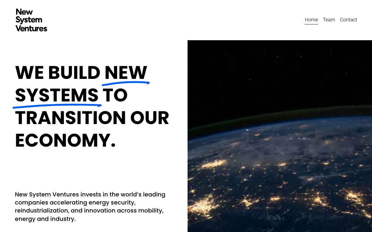 New System Ventures website preview