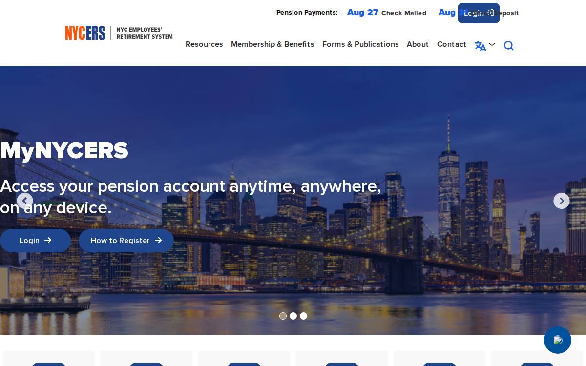 New York City Employees' Retirement System website preview