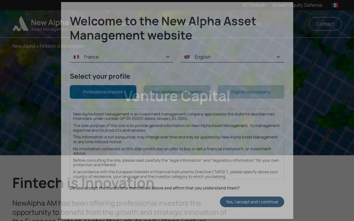 NewAlpha Asset Management VC website preview