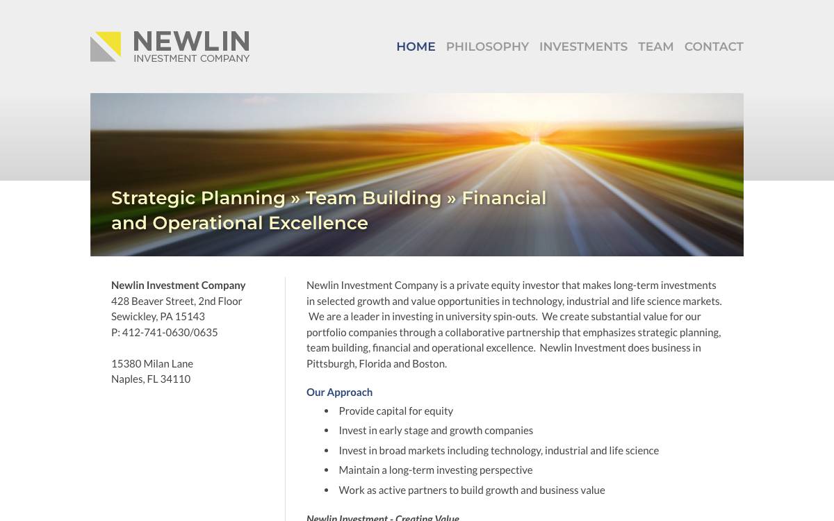 Newlin Investment Company LLC website preview